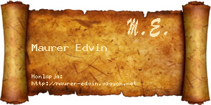 Maurer Edvin névjegykártya